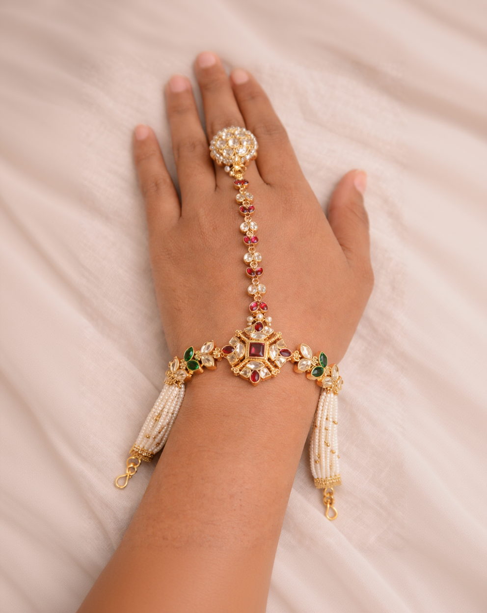 Heritage Kundan & Pearl Hand Harness (Hath phool)-G352300