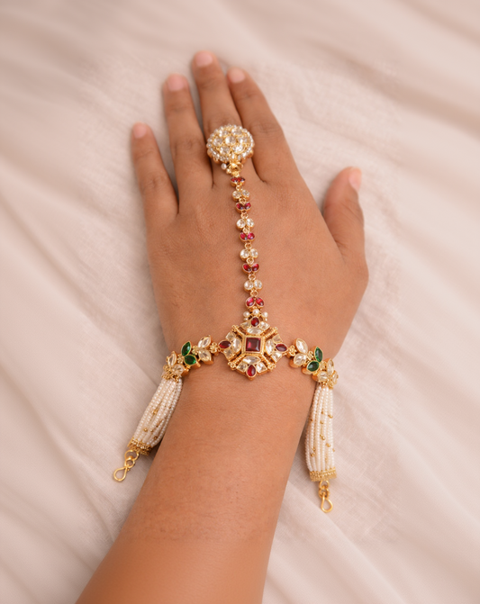 Heritage Kundan & Pearl Hand Harness (Hath phool)-G352300