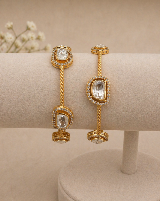 Gold-Plated Mossonite Bangles(Set of 2)-G351500