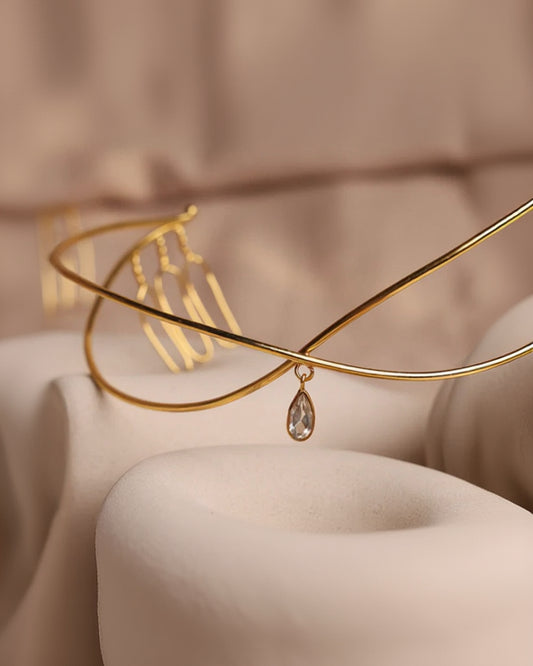 Gold plated Hair Accessories Reverse Headband-G75600