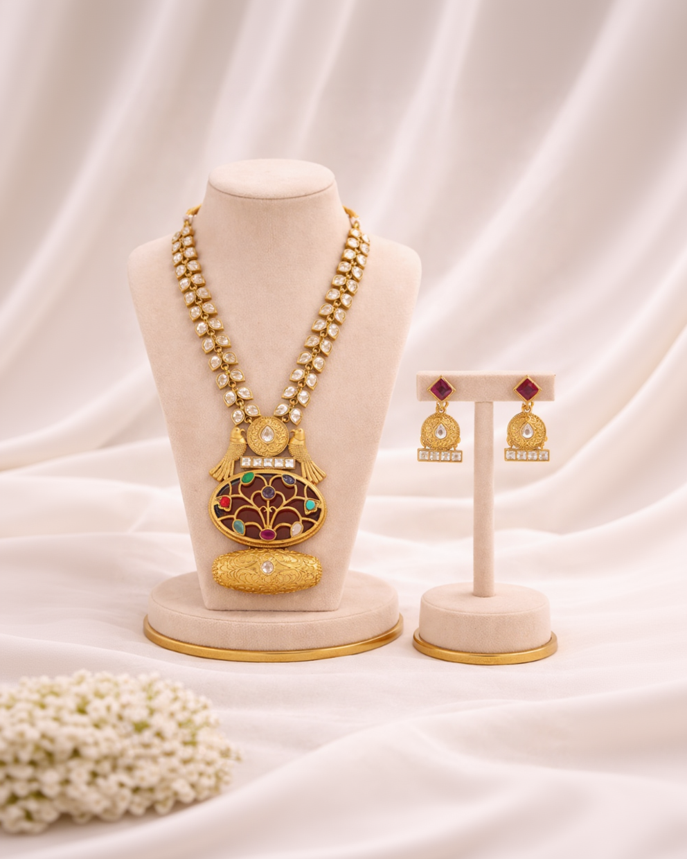 Vintage-Fusion Kundan Polki Necklace Set-G351700