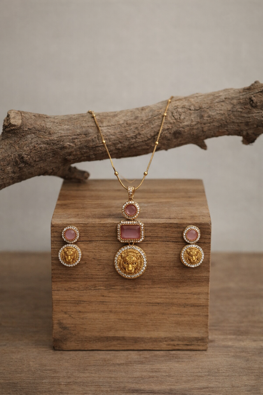 Pink Victorian Sabyasachi Pendent set-G751700