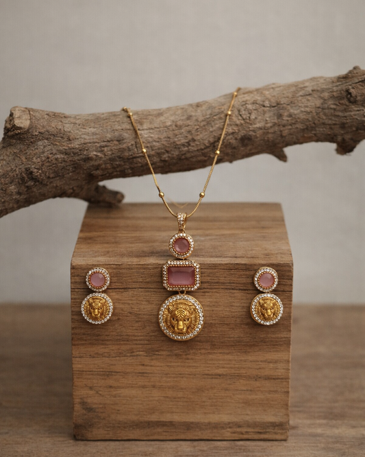 Pink Victorian Sabyasachi Pendent set-G751700