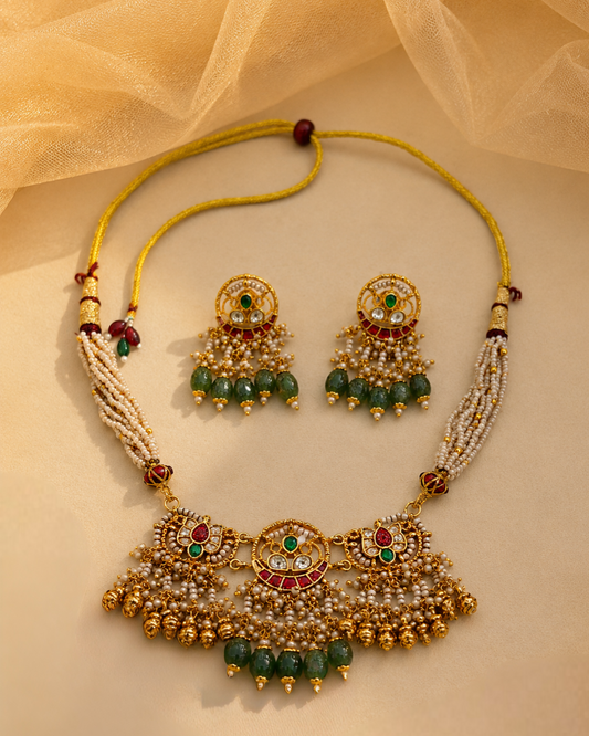 Jadau Choker Necklace Set-G454400