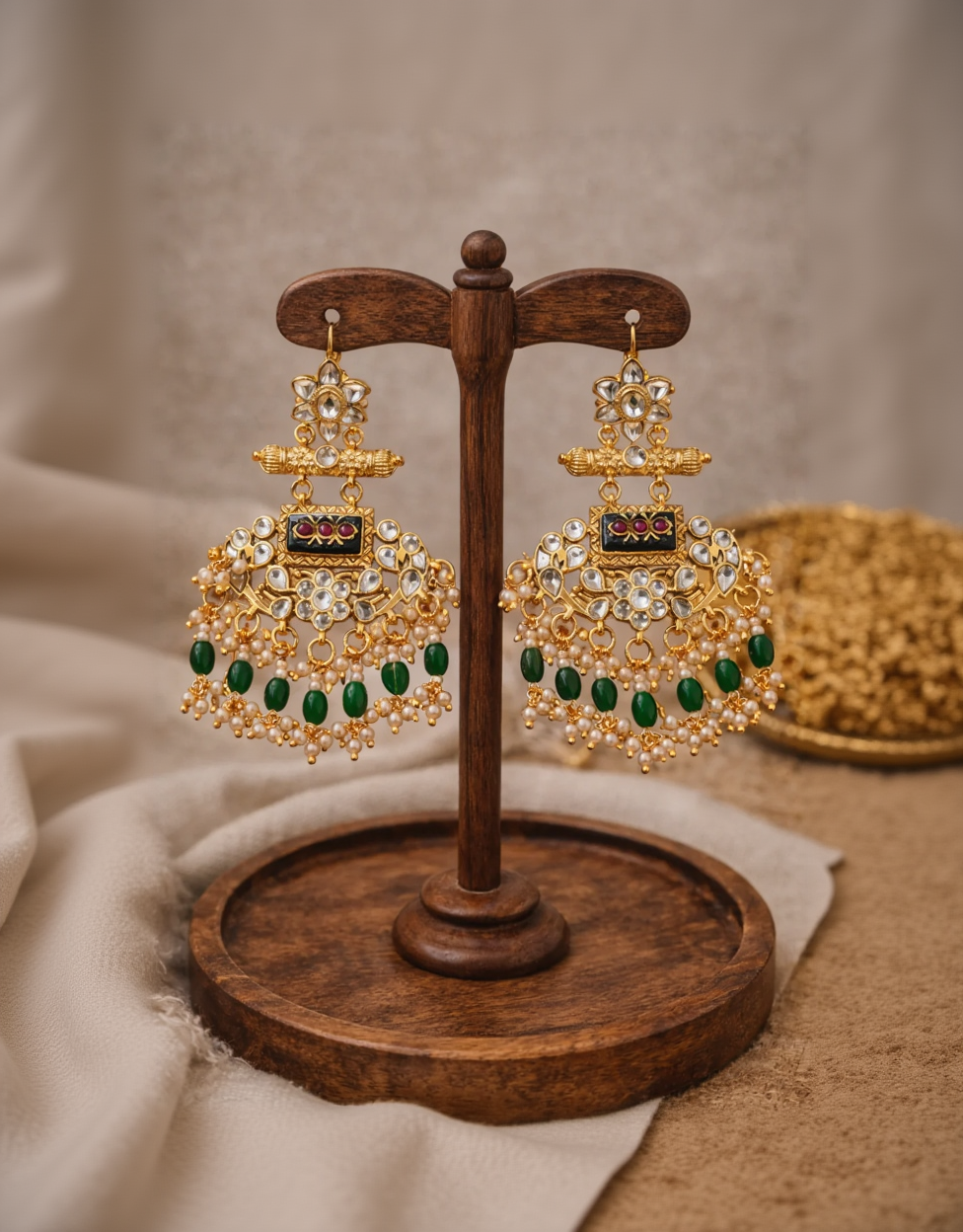 Peacock Heritage Jadau Earrings-G352300