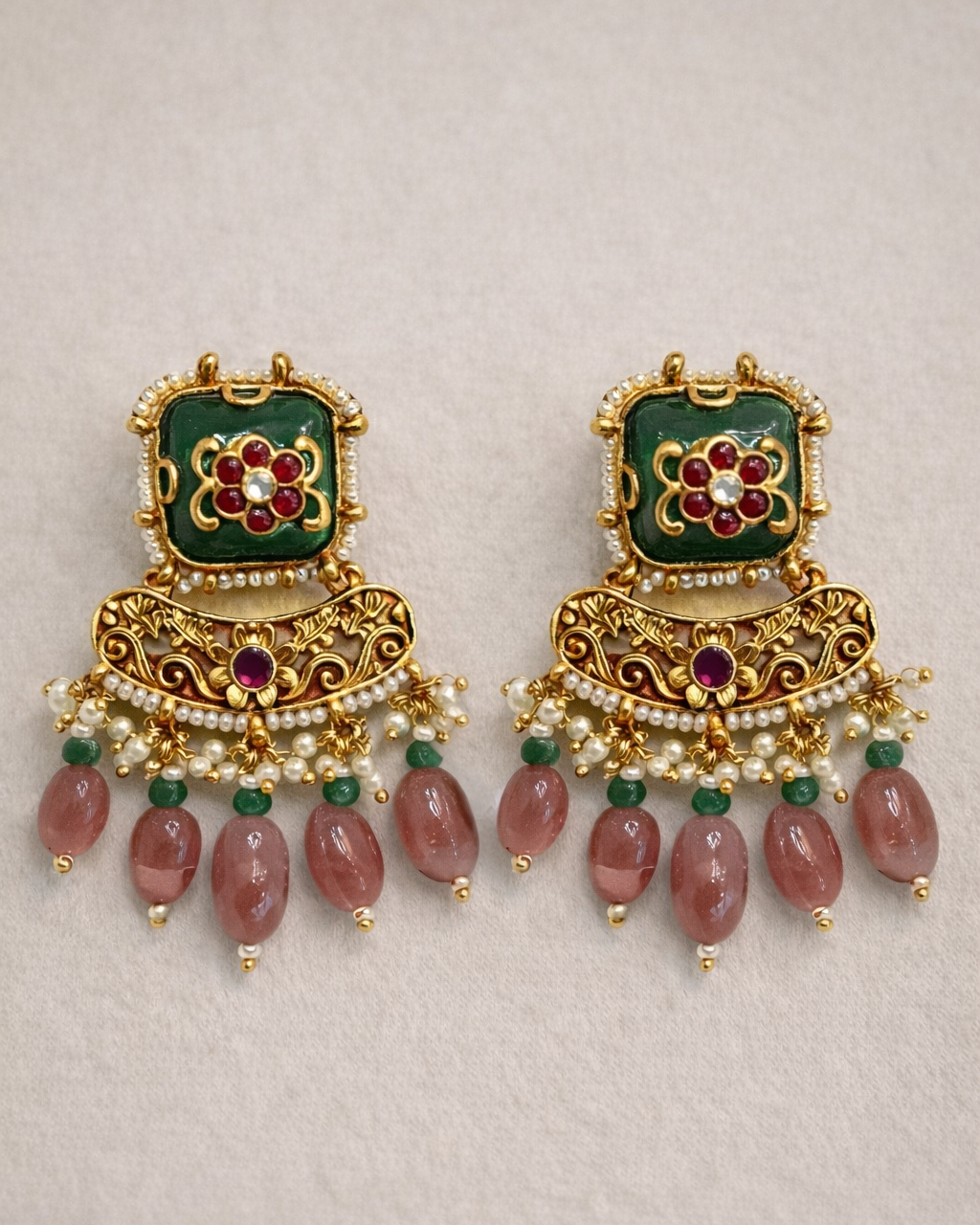 Chanda Long Heritage Jadav necklace set-G14400