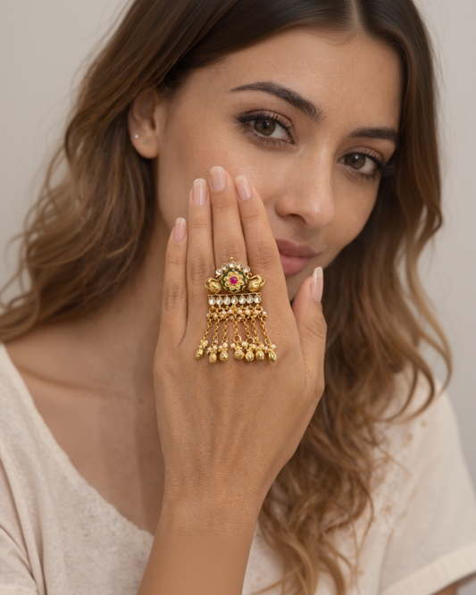 Peacock Jadau Statement Ring-G351800