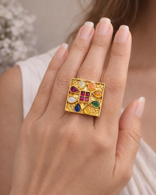 Navaratna Jadau statement ring-G352300