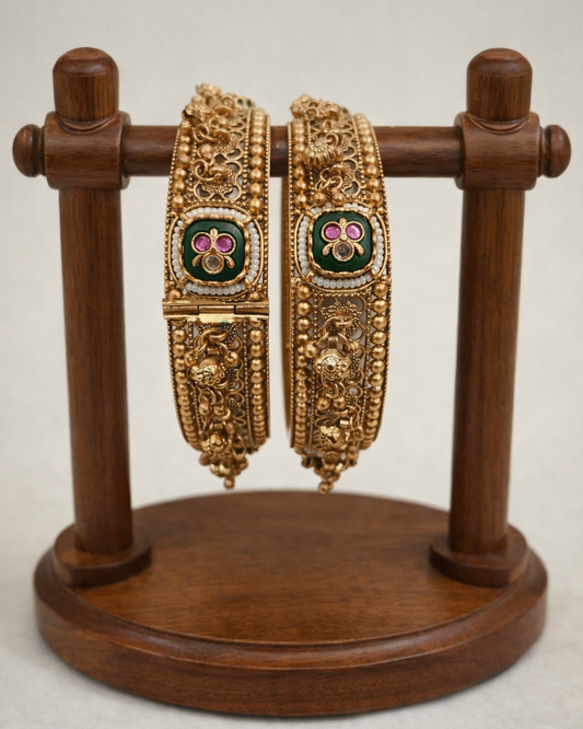 Antique Heritage Gold-Plated Bangles(Set of 2)-G353800
