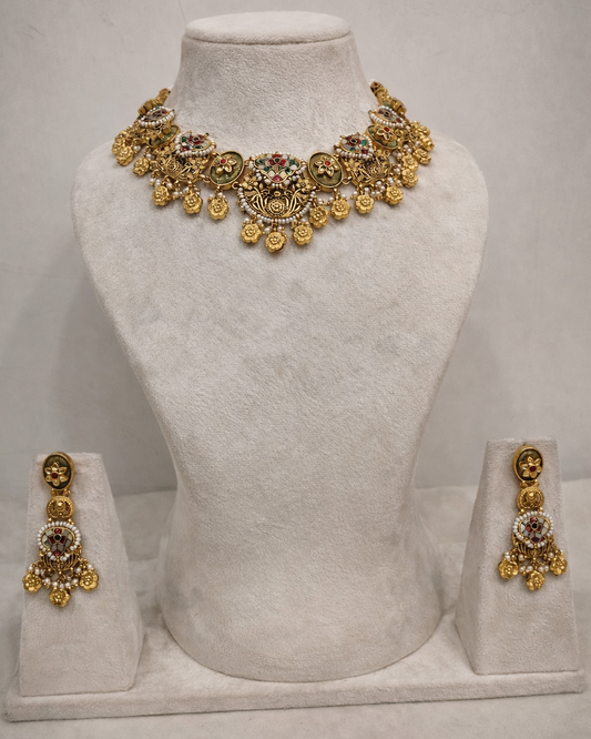 Handcrafted Luxury Kundan Polki Jewellery Set - Perfect for Weddings-G3511400