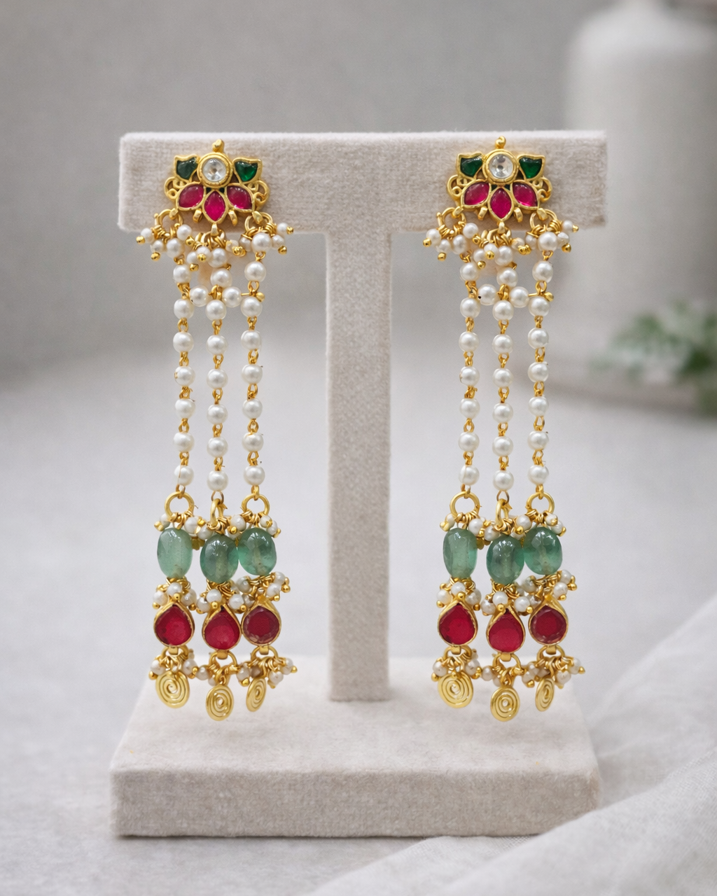 Jadau Kundan heritage pearl mesh necklace-G355400