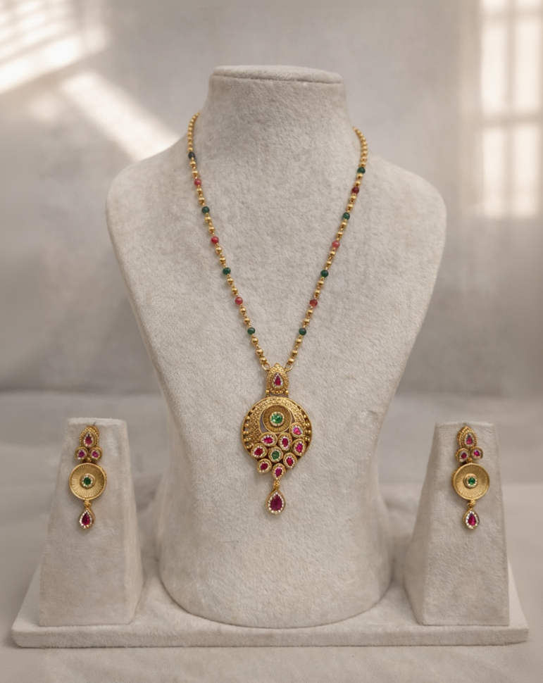 Gold-Plated Long Pendant Set-G353100