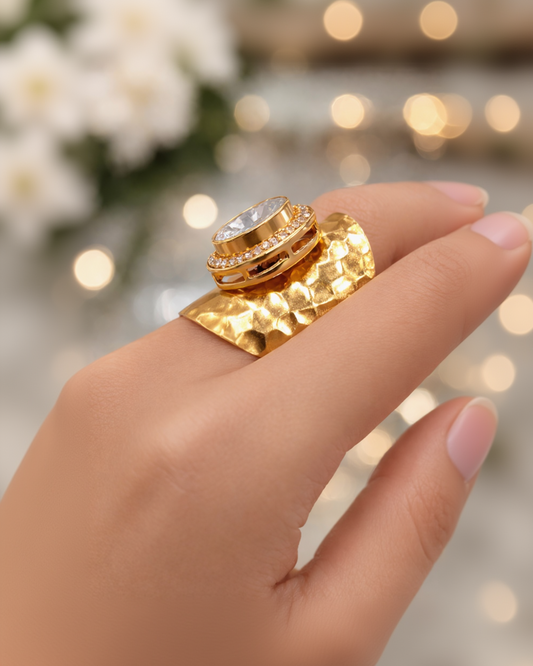 Gold Plated Mossainte Ring-G351300