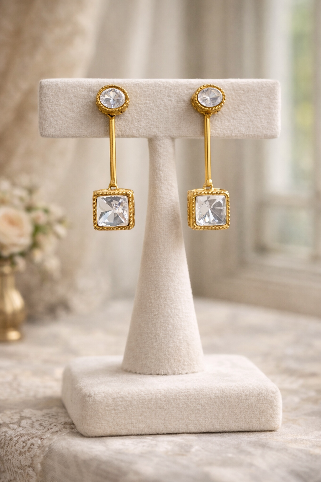 Gold Plated Mossonite Lariat Necklace Set