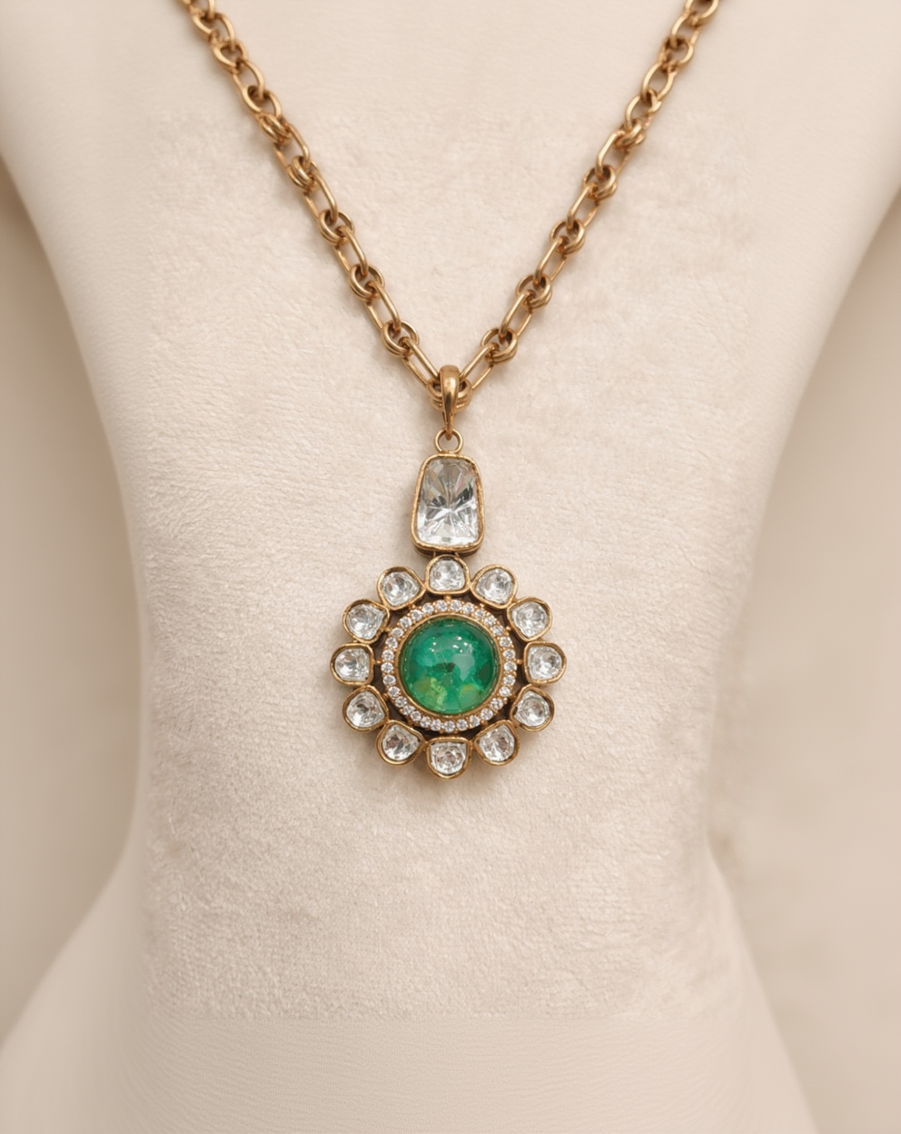 Green Mossonite Pendent Set