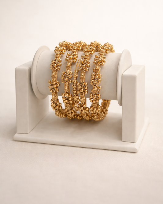 Gold Plated Ghoongharu Bangles(Set of 4)-G352400