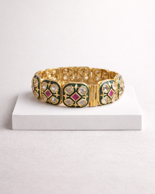 Meenakari Kundan Gold-Plated Bangle Pair-G353600