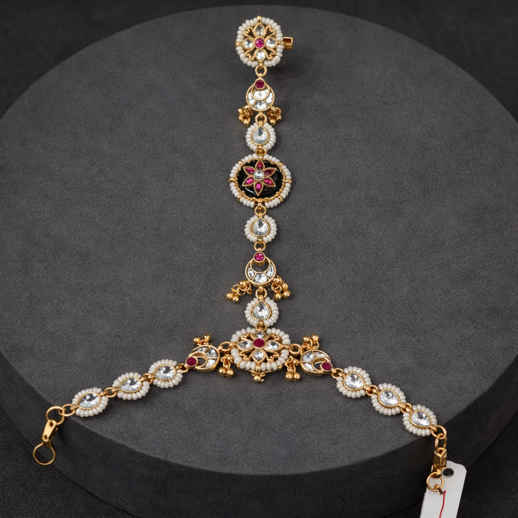 Emerald Green & Kundan Paachi Anklet/Payal (Pair)-G3545800