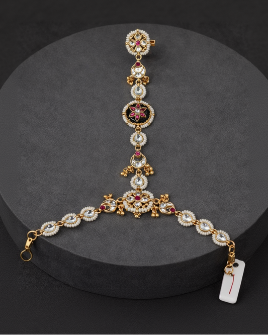 Emerald Green & Kundan Paachi Anklet/Payal (Pair)-G3545800