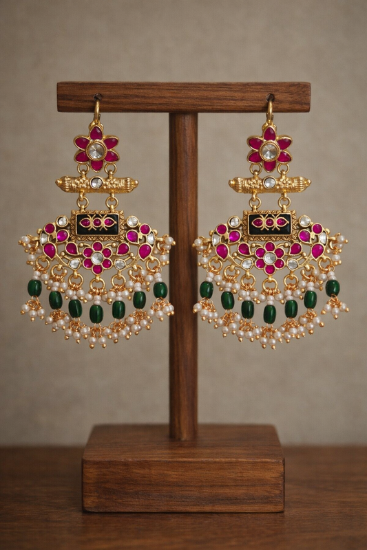 Peacock Heritage Jadau Earrings
