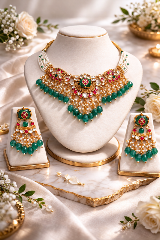 Vaani Pearl Antique Designer Necklace Set
