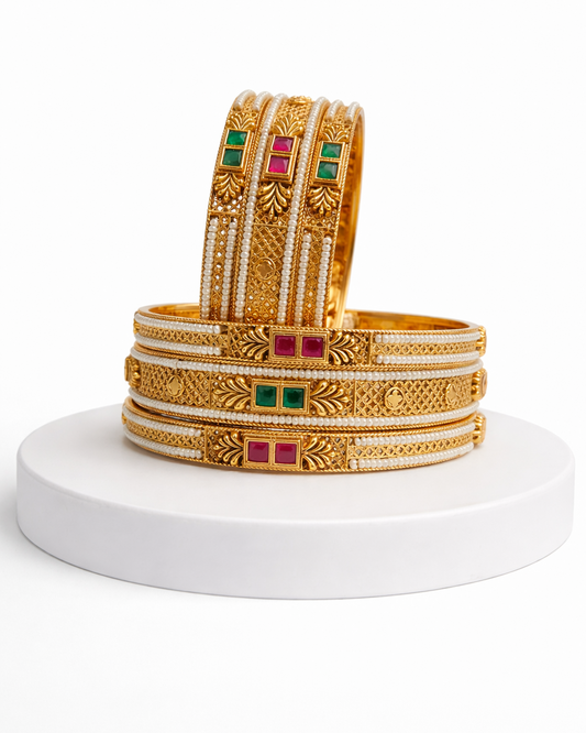 Pearl Statement Bangles(Set of 6)-G353100