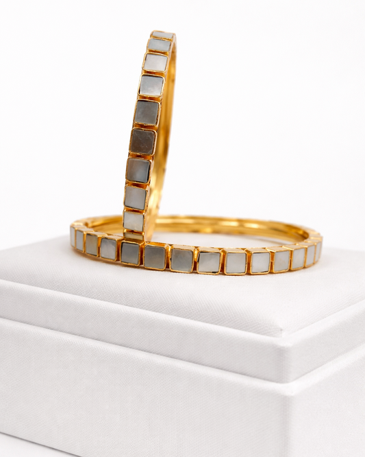 Mother-of-Pearl Square Bangles(Set of 2)-G351900