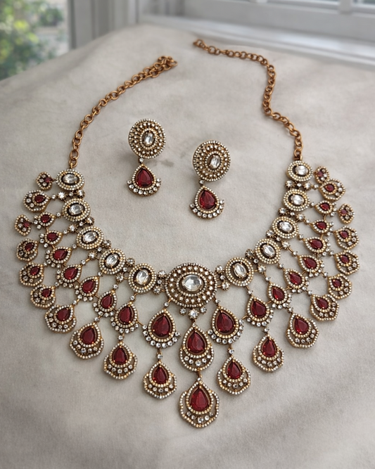 Rubnaa Bridal Diamond Necklace Set-G356300