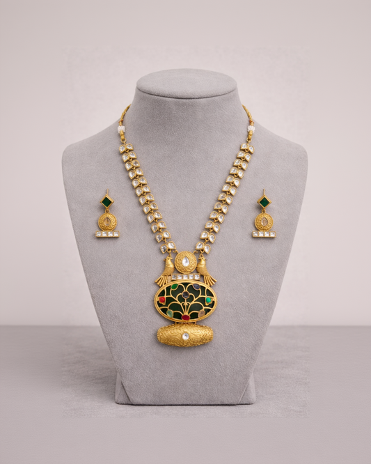 Vintage-Fusion Kundan Polki Necklace Set-G351700
