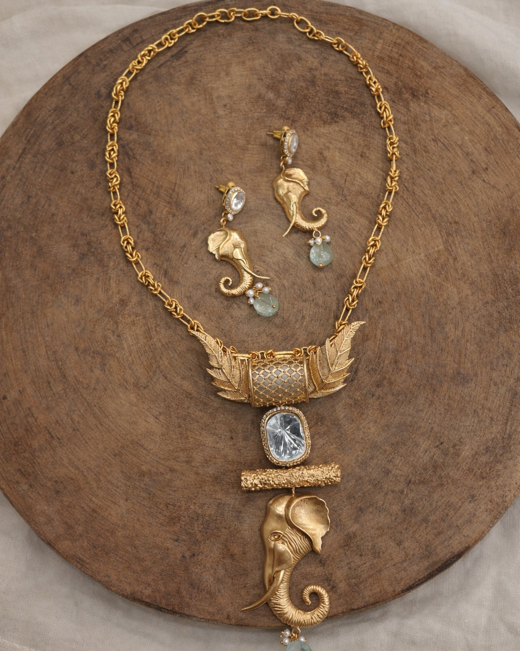 Elephant Motif Gold Plated Necklace-G755300