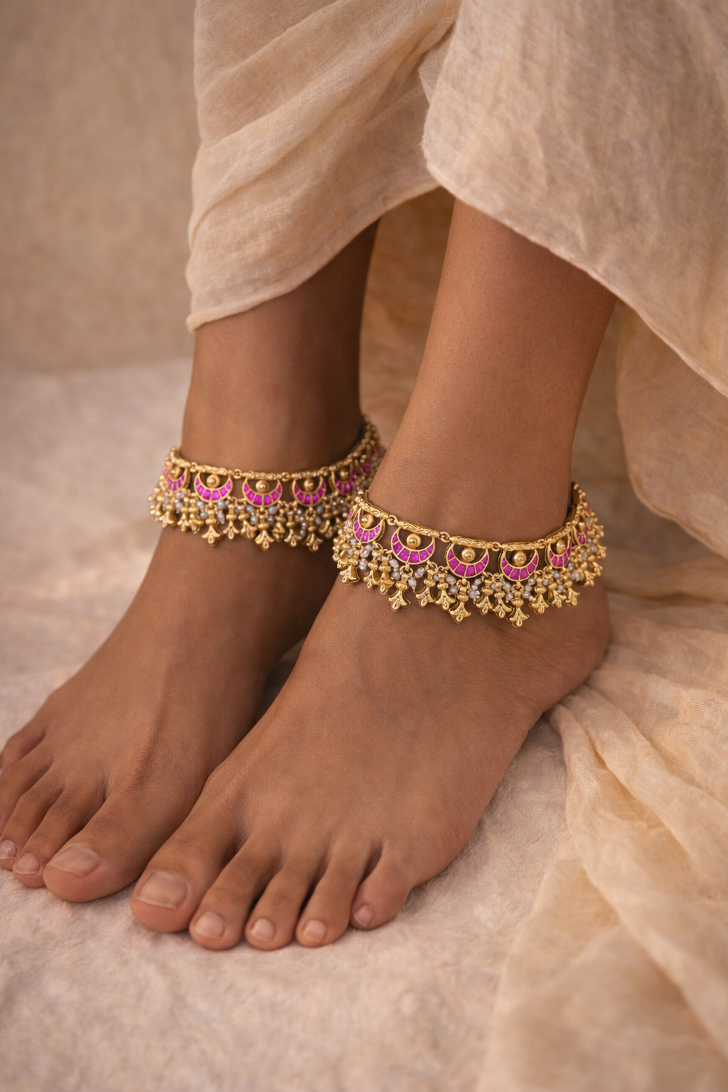 Pachi Kundan Gold-Plated Payal (Anklets)-G754300