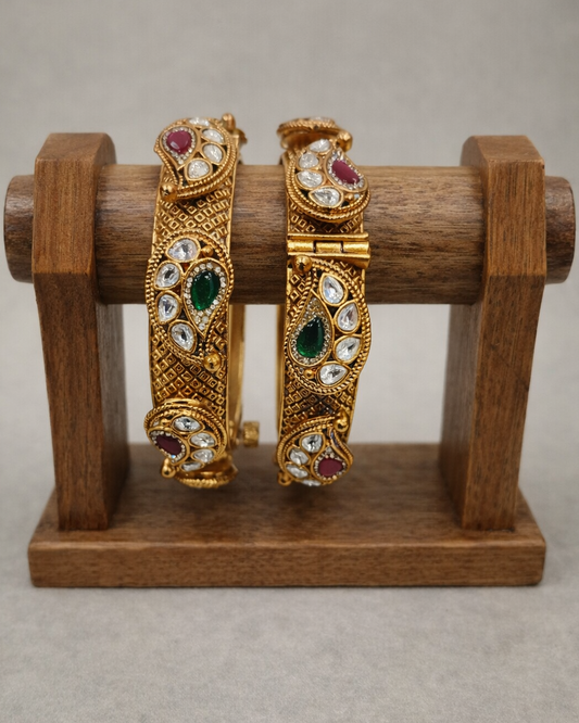Antique Gold-Plated Bangles(Set of 2)
