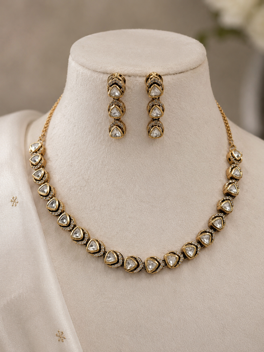 moissanite Gold-Tone Necklace Set-G422800