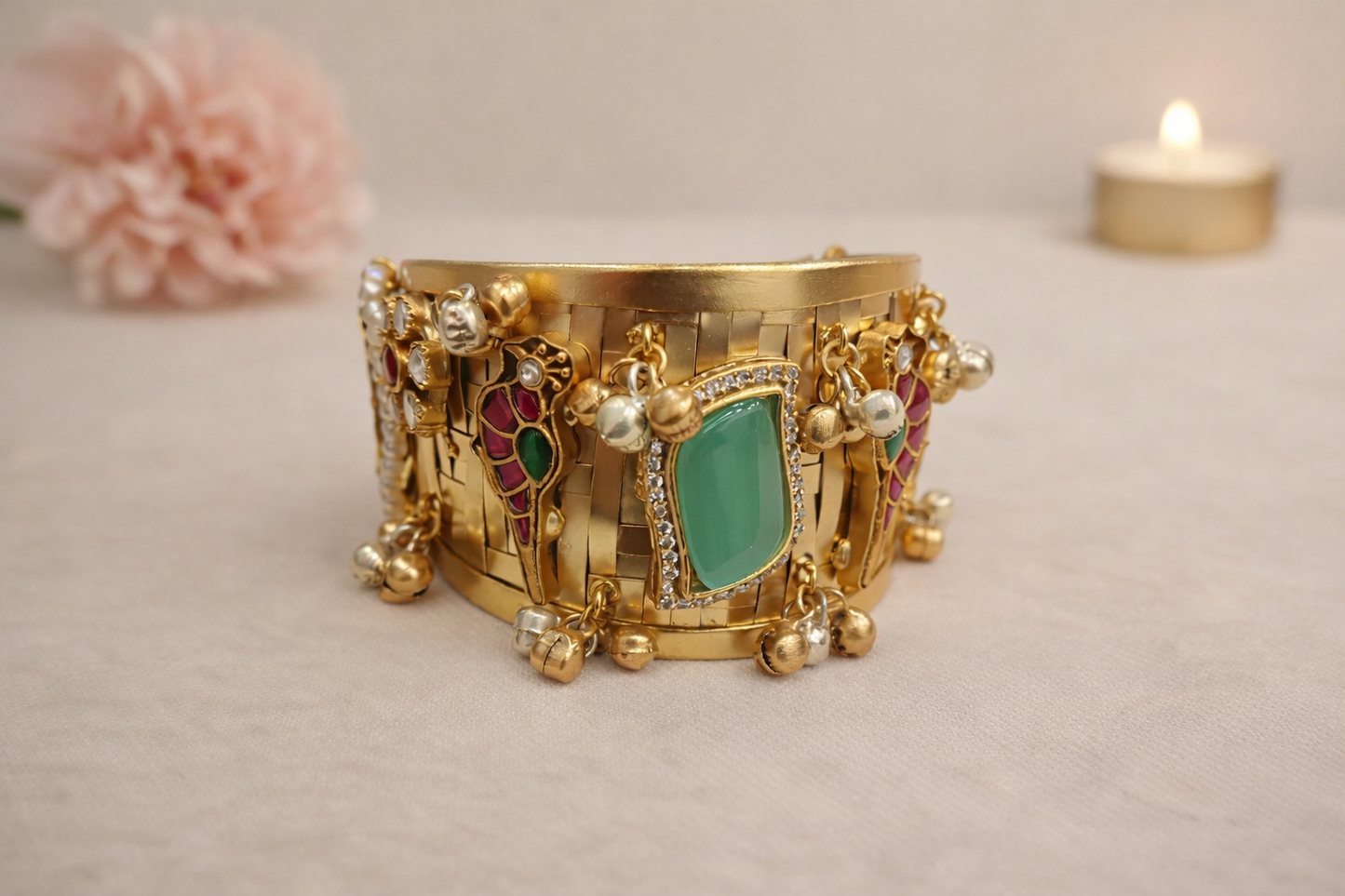 Pachi Kundan Jadau Cuff