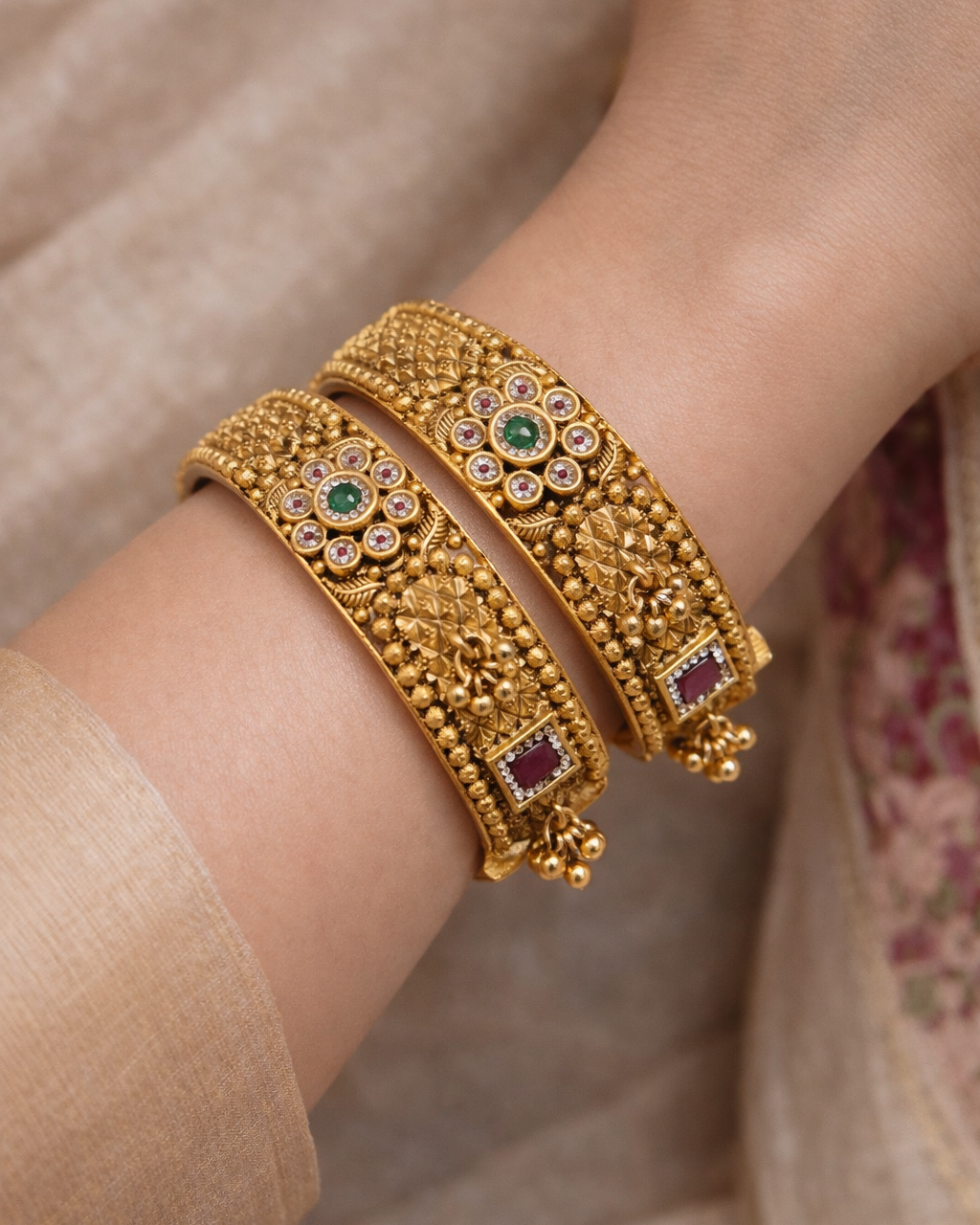 Gold Look Heritage Bangles(Set of 2)