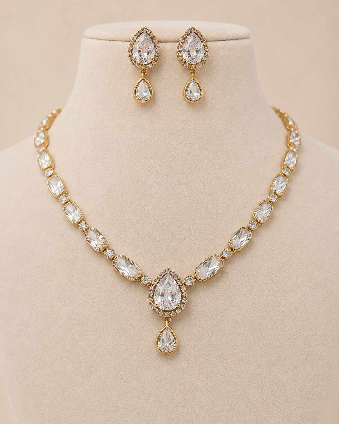 Moissanite Gold-Tone Necklace Set-G652800