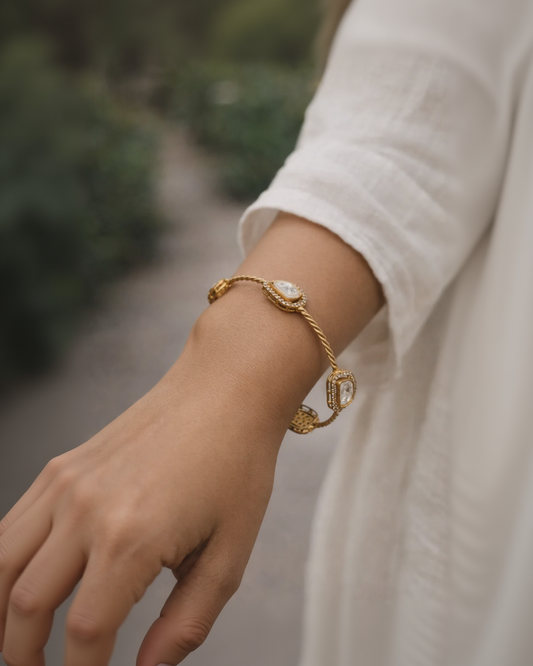 Gold-Plated Mossonite Kada Bangle-G35800