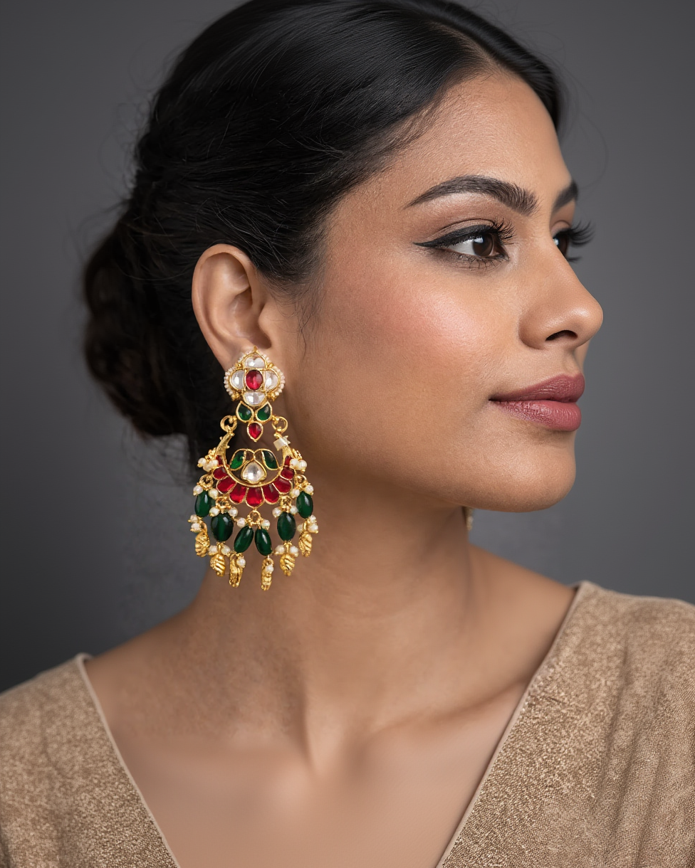 Heritage Jadau Chandbali Earrings-G352100