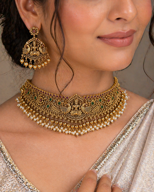 Antique Lakshmi Temple Choker Set-G352700