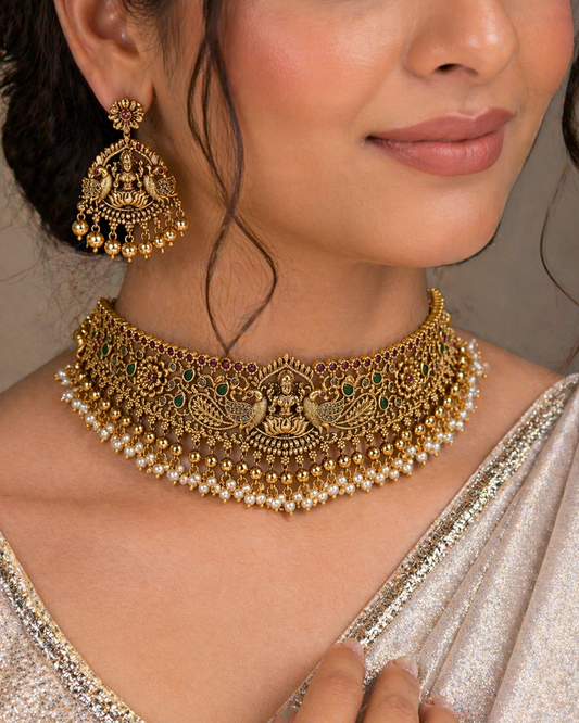 Antique Lakshmi Temple Choker Set-G352700