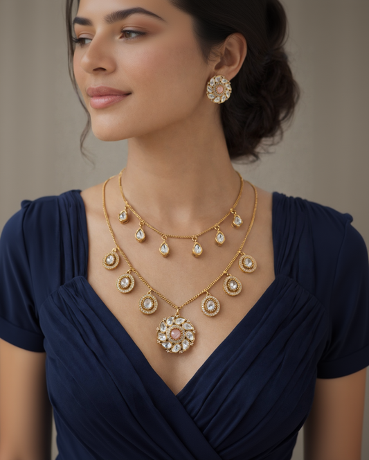 Gold-Plated Mossonite Necklace Set-G353200