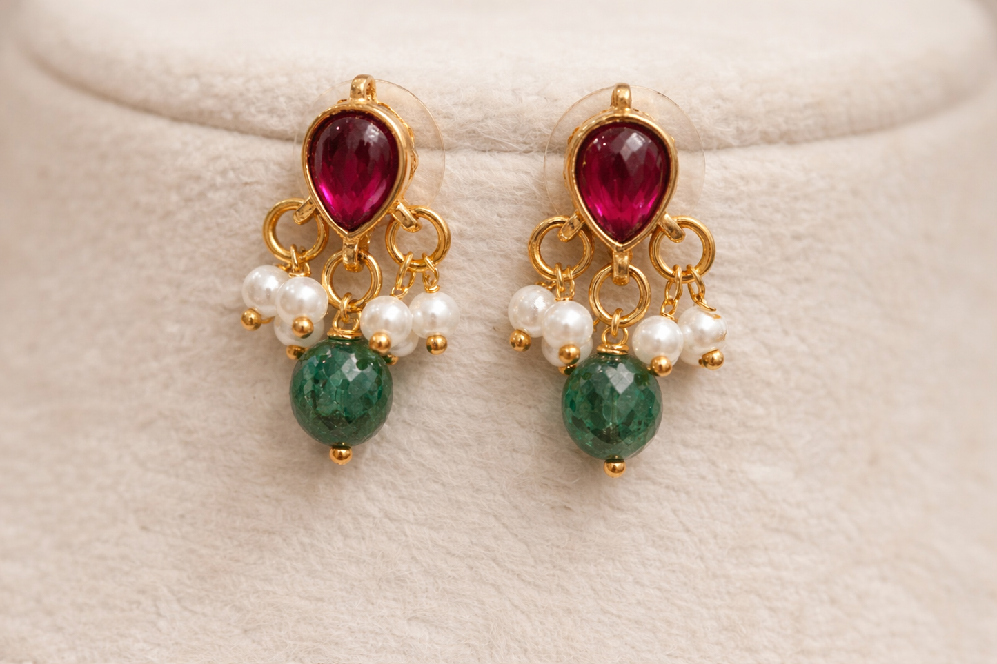Elegant Peacock Kemp Stone Invisible Necklace Set-G351300