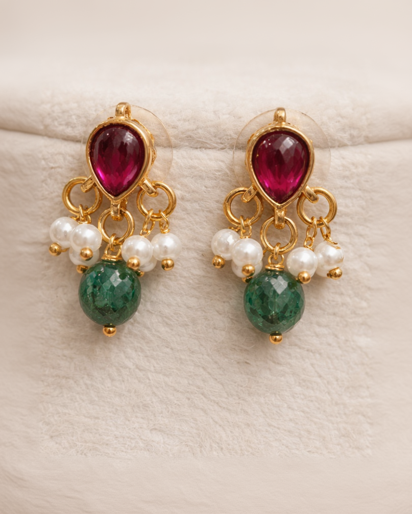 Elegant Peacock Kemp Stone Invisible Necklace Set-G351300