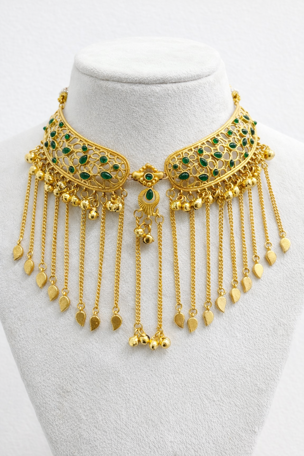 Gold Plated Jhalar Choker Necklace Set.-G352300