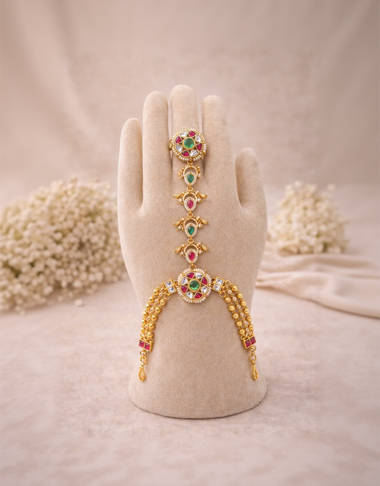 Pachi Kundan Floral Hath Pocha-G352000