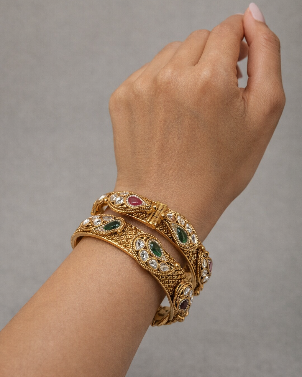 Antique Gold-Plated Bangles(Set of 2)