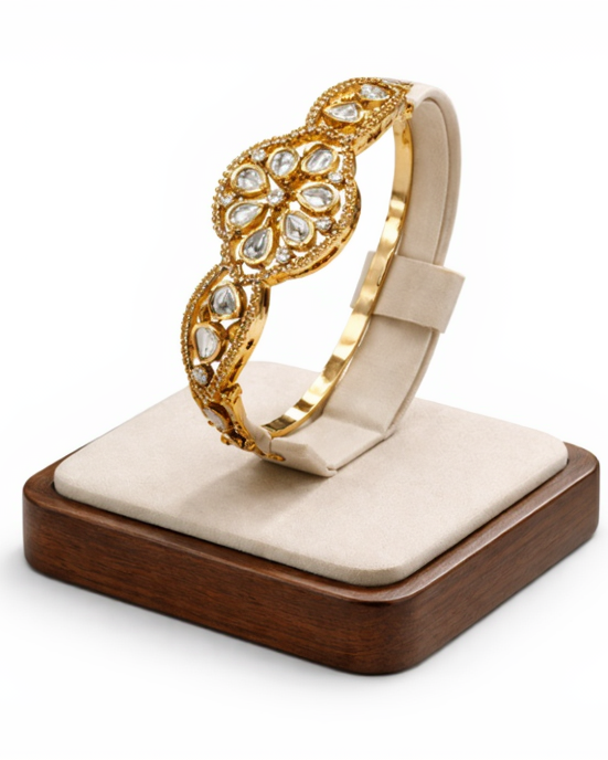 Moissainite Floral Gold Plated Cuff-G351200
