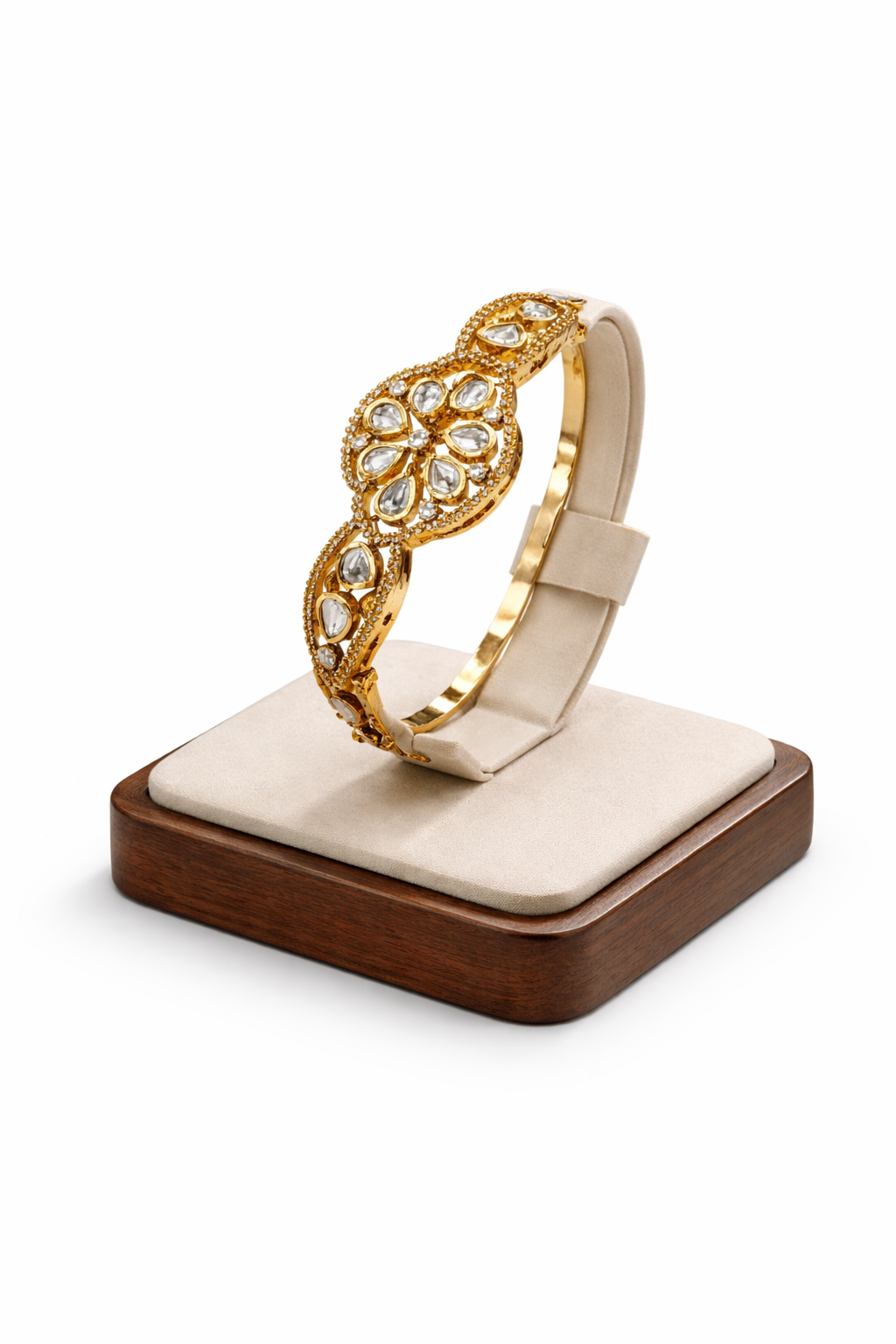 Moissainite Floral Gold Plated Cuff