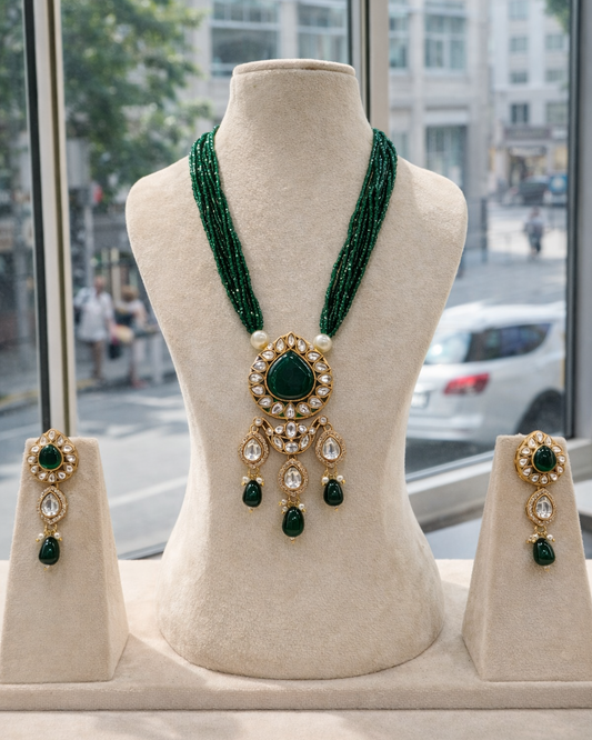 Kundan Polki Gold Tone Pendant set-G751500