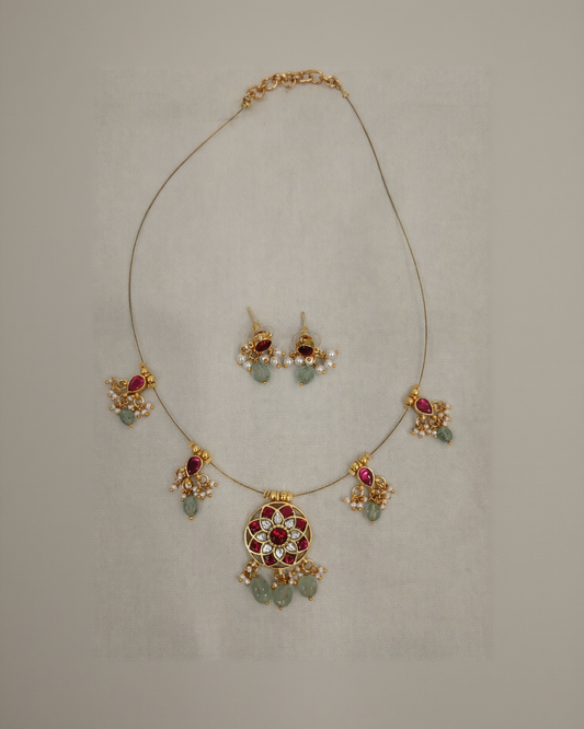 Floral Kundan Jadau Invisible Set-G351200
